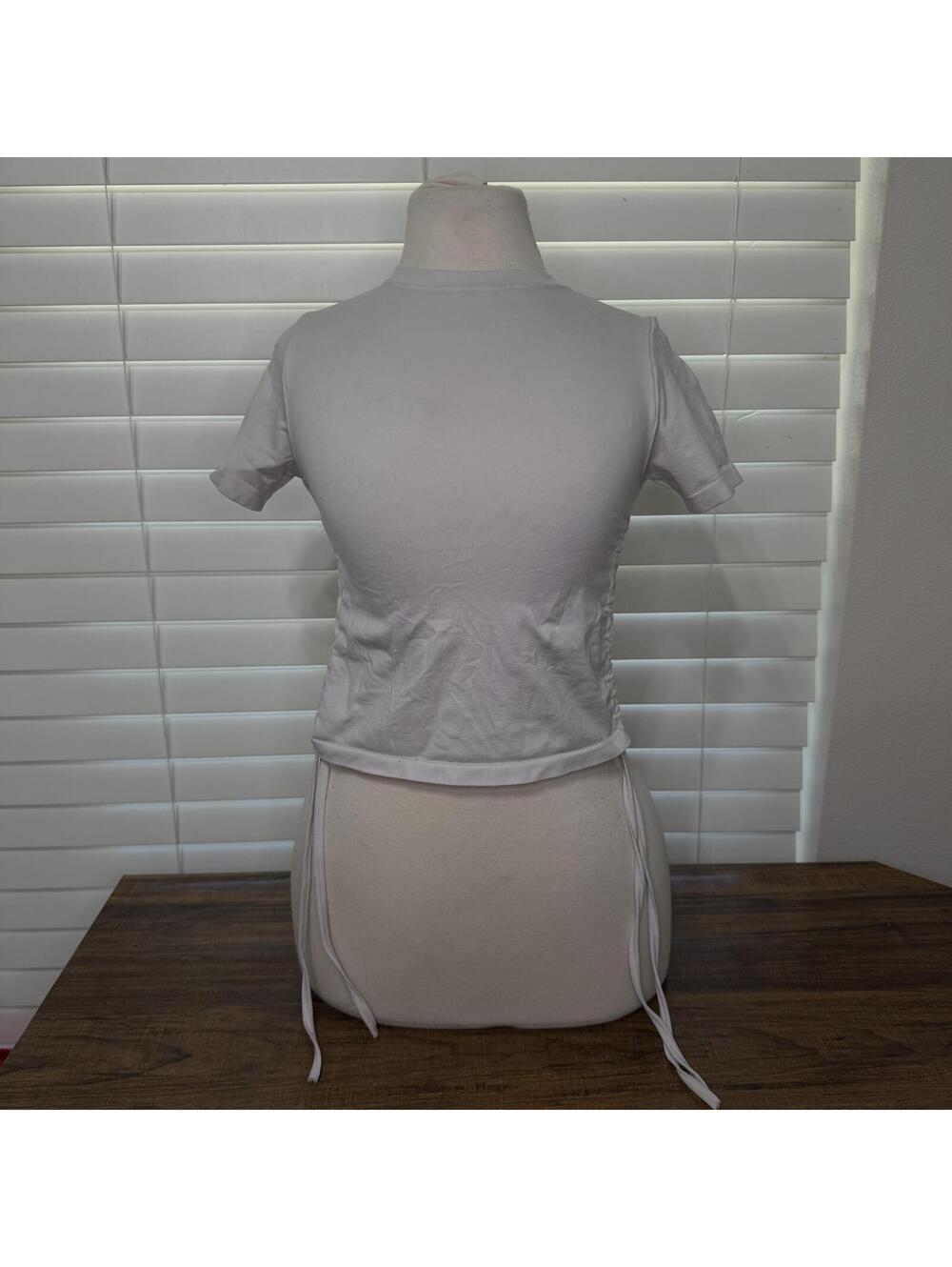 Aura Light Gray Short Sleeve Side Tie Top